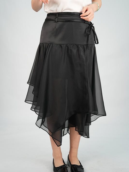 Adjustable Double Straps Irregular Hem Skirt