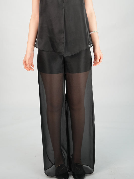 Mesh Lined Wide Leg Pants