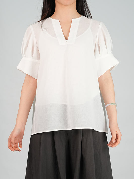 V-neck Irregular Short-sleeved Top